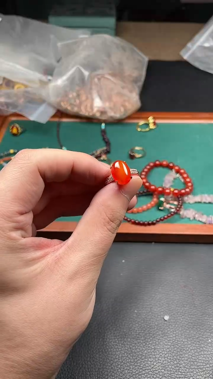 南红玛瑙未镶嵌戒指多样性发货拍一发一