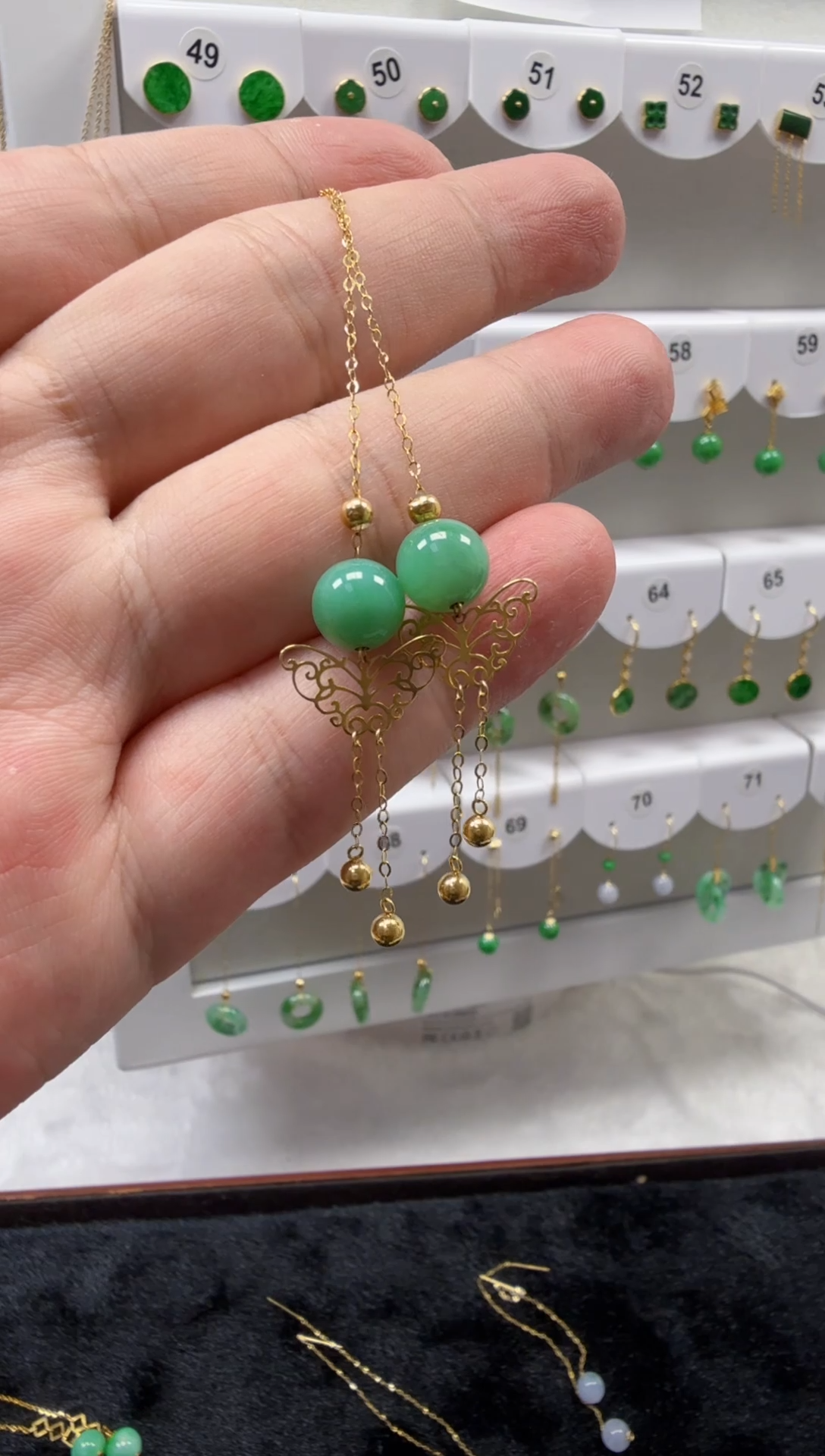 18K金镶嵌翡翠耳饰缅甸天然A货翡翠