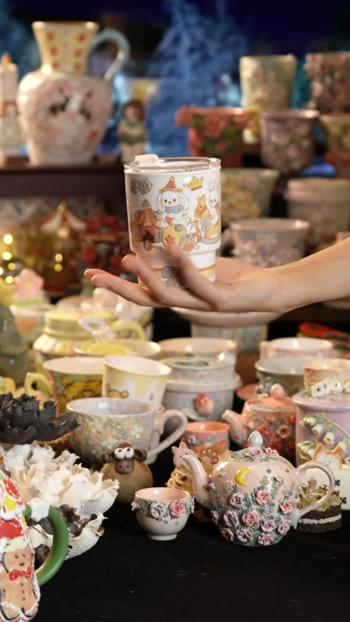 摆件陶景德镇釉下彩手绘设计师款陶瓷