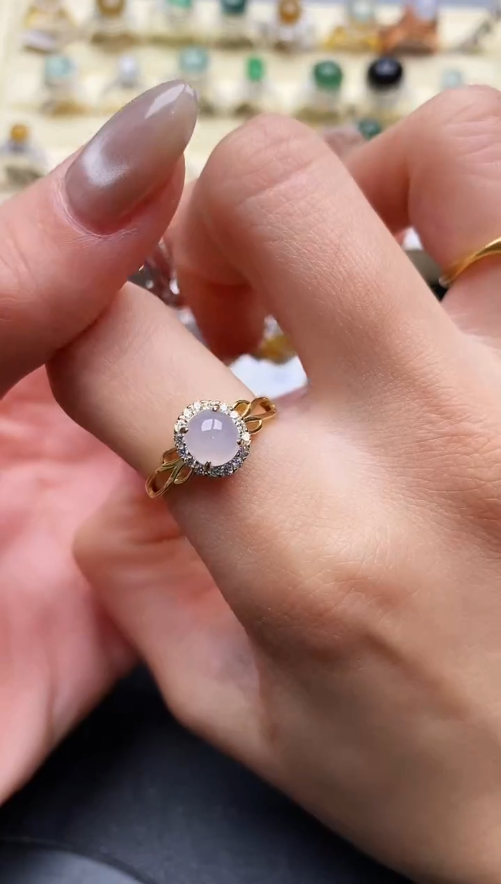 【闪购商品】翡翠戒指银S925镶嵌缅甸翡翠2  10+7