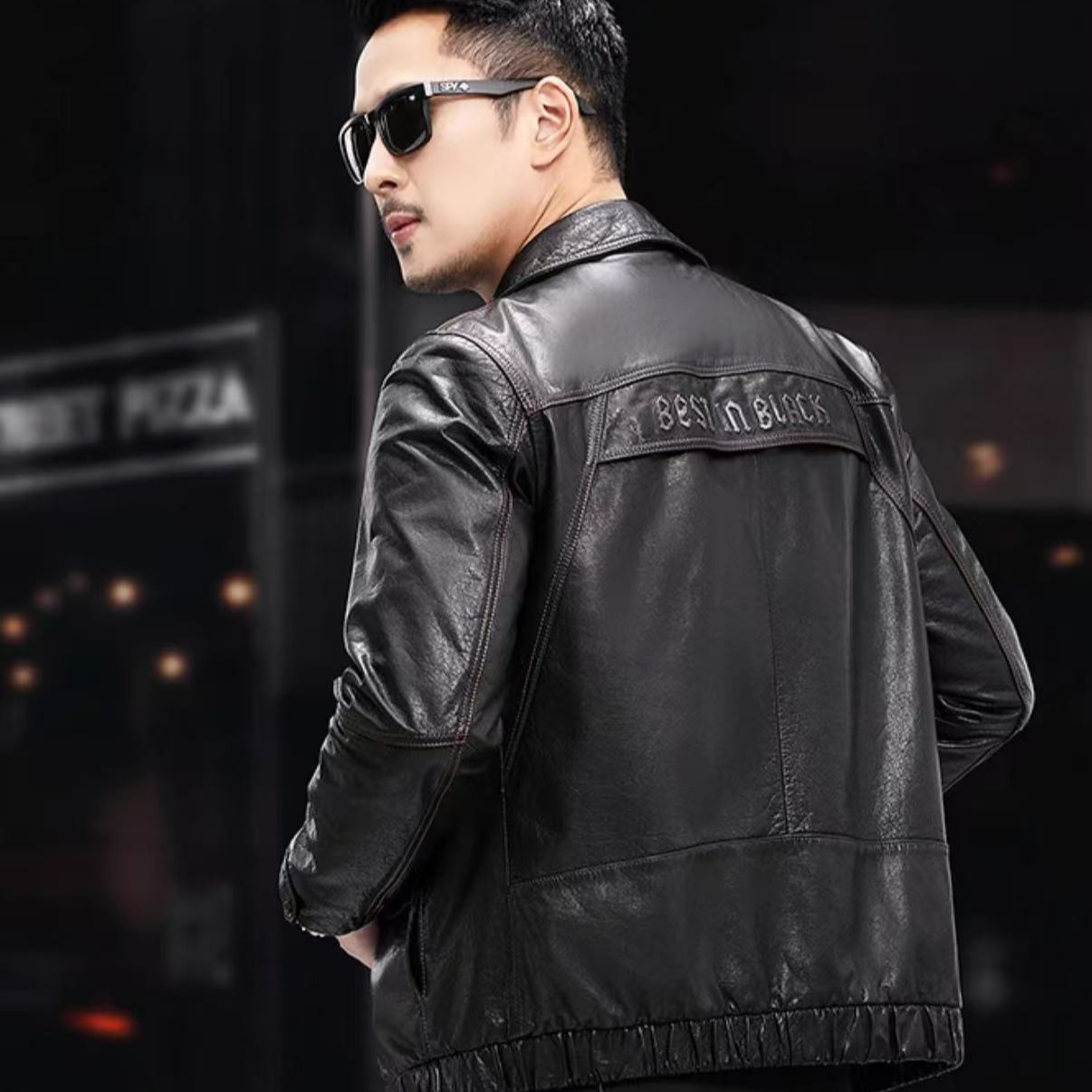 男士短款时尚休闲潮流真皮青年加绒修身商务秋冬高档真皮皮衣