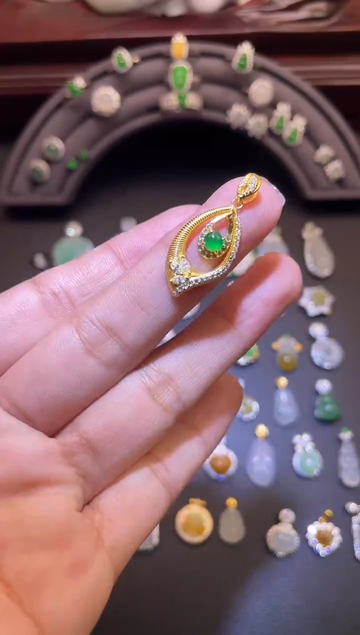 吊坠(不含链)银S925镶嵌翡翠1