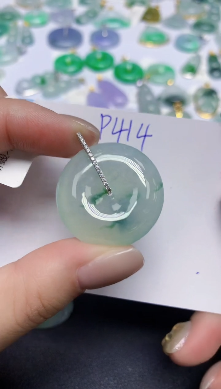 颈饰18K金镶嵌翡翠天然缅甸翡翠A货翡翠百元以上9元证书费自理