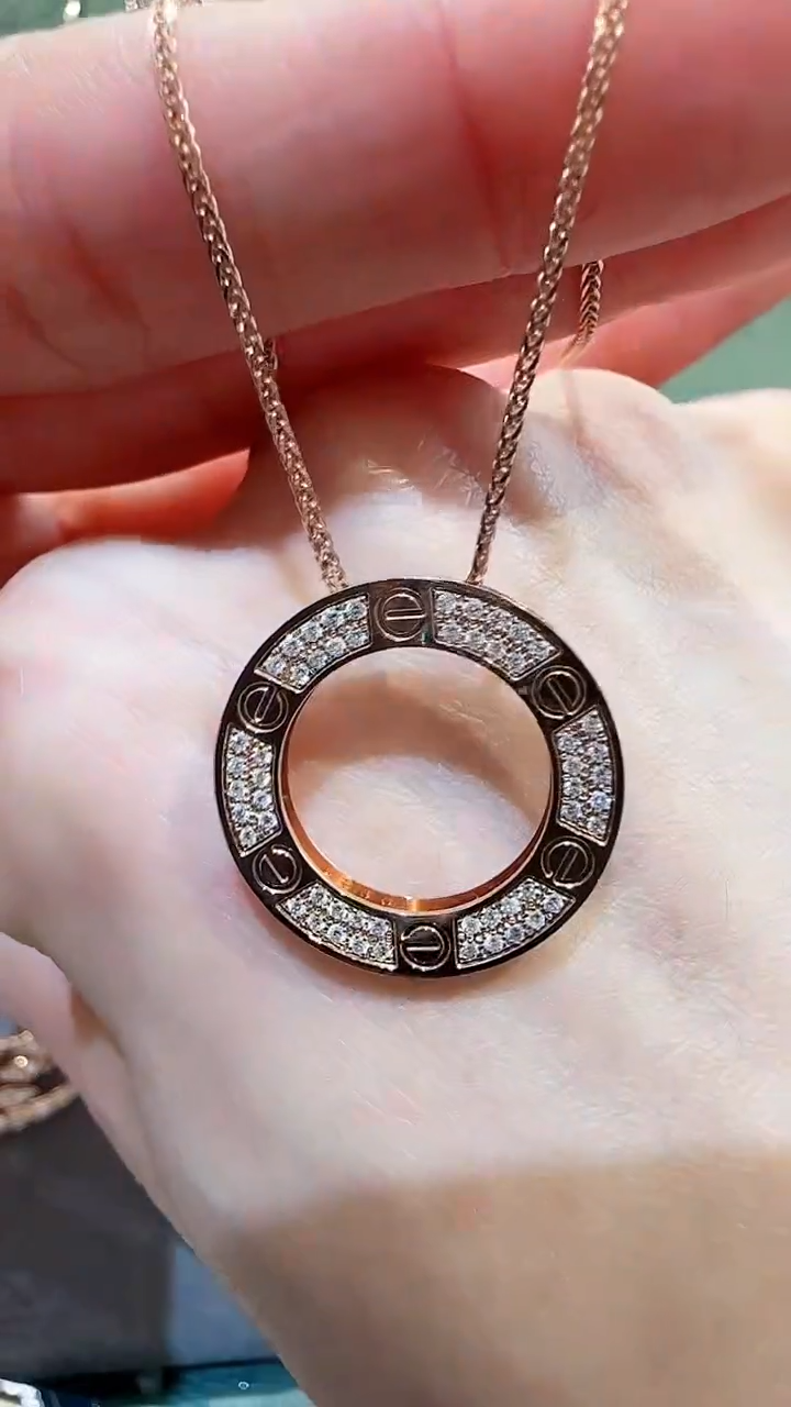 【闪购商品】钻石吊坠(不含链)18K金镶嵌18K金钻石饼饼吊坠