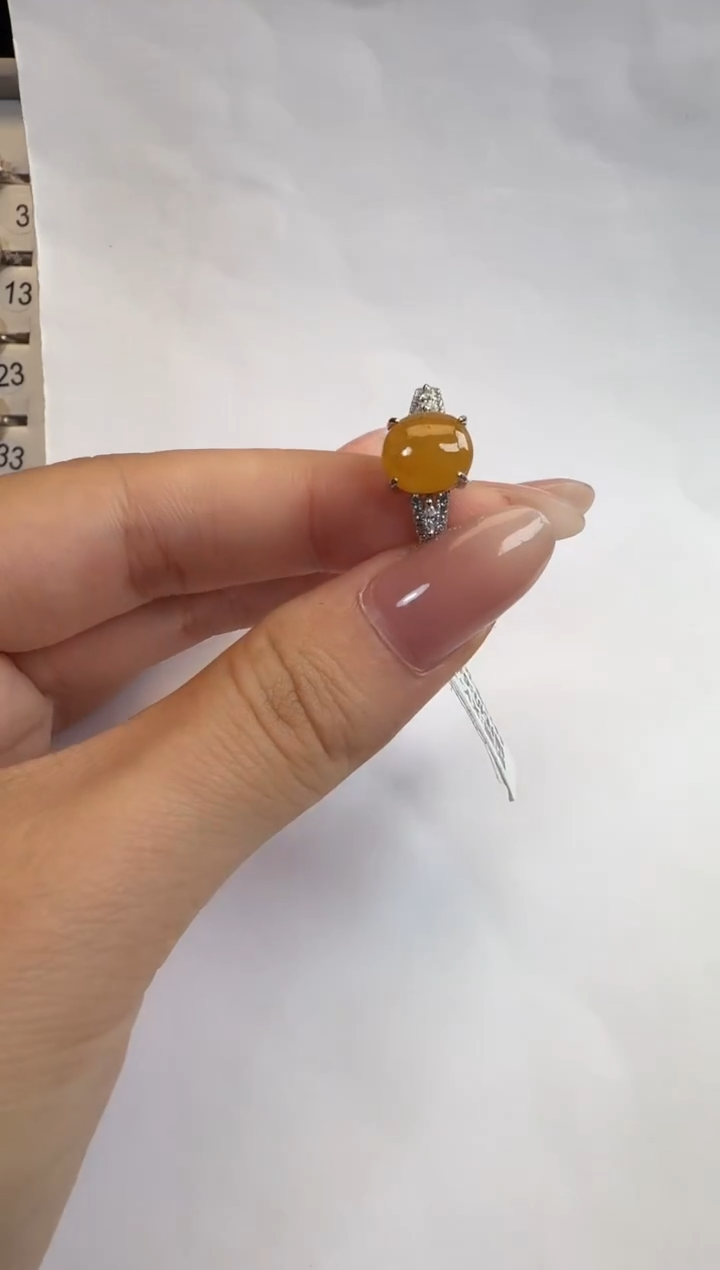 银S925镶嵌戒指翡翠925银镶缅甸A货翡翠戒指175