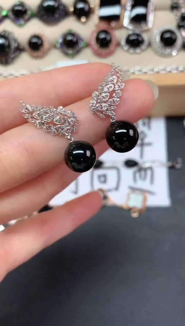 翡翠18K金镶嵌耳饰E530|3980