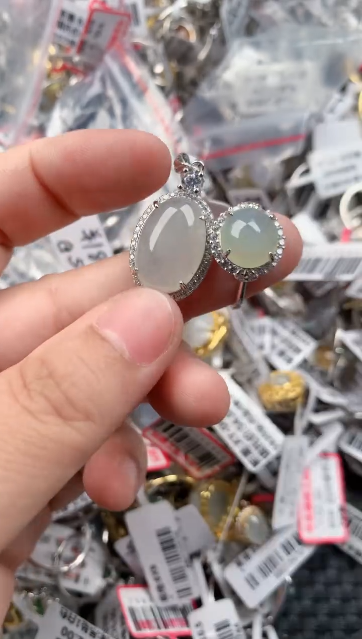 银S925镶嵌戒指翡翠444     2