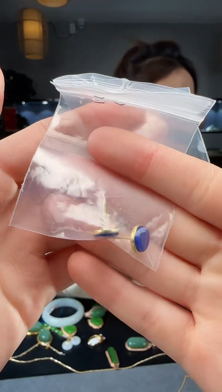 【闪购商品】青金石耳钉银S925镶嵌1