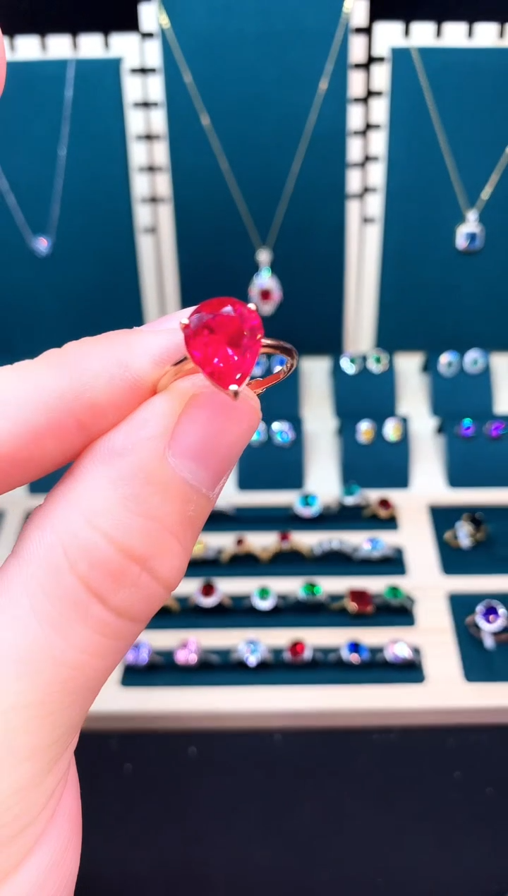 红宝石戒指银S925镶嵌......