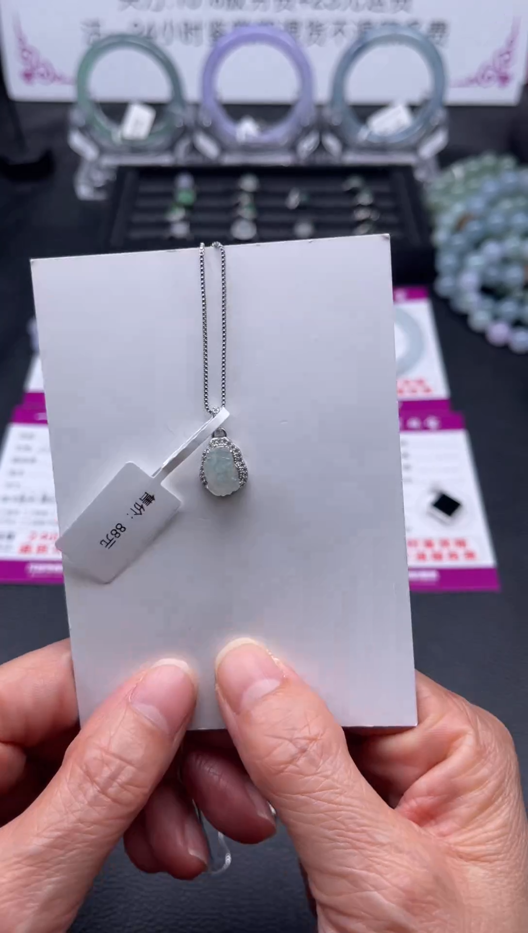 【闪购商品】翡翠颈饰银S925镶嵌高冰貔貅款