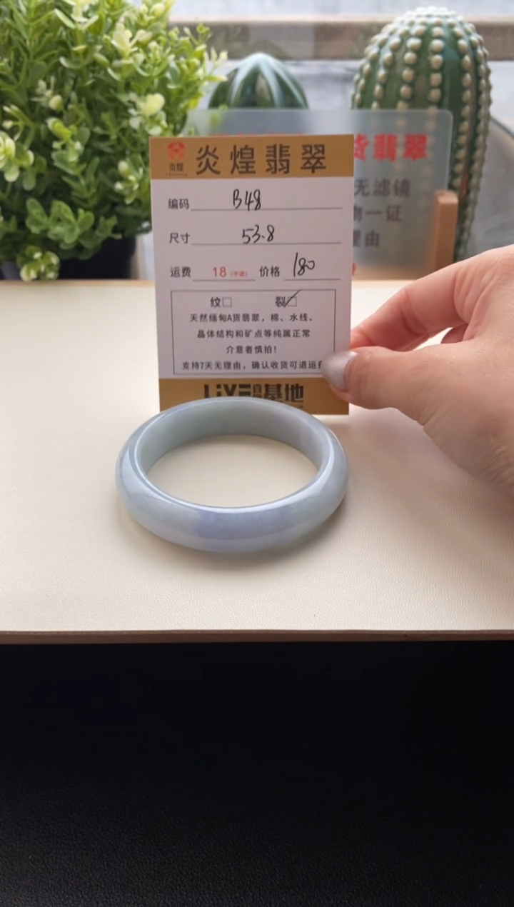 未镶嵌手镯翡翠圈口53.8编码B48