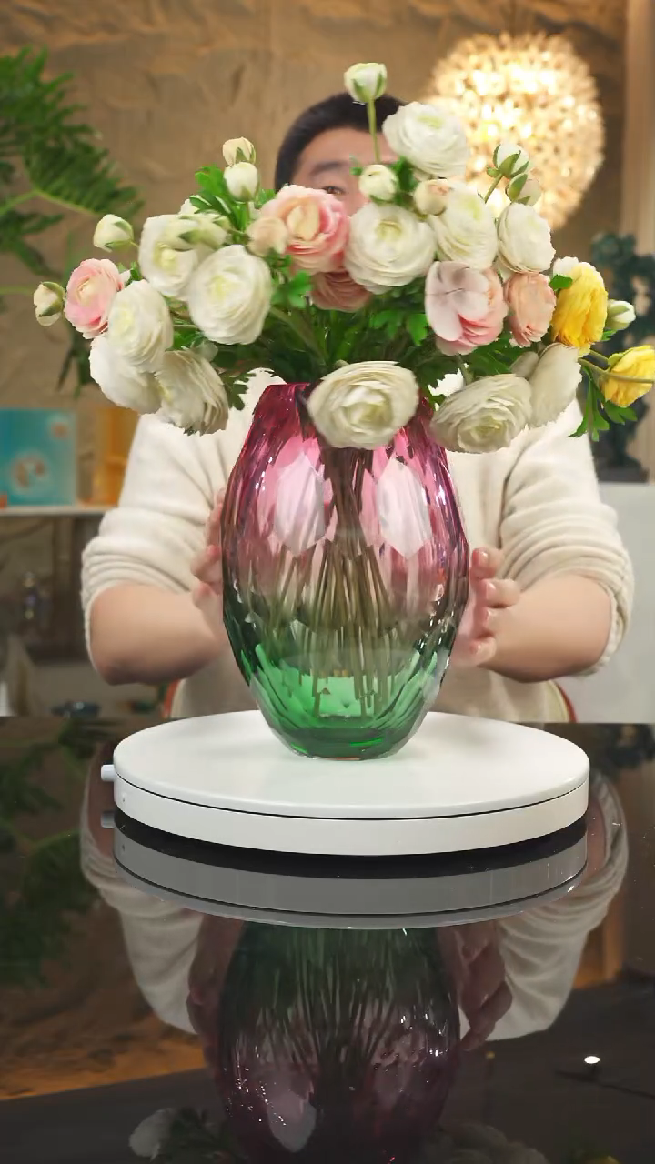 【闪购商品】摆件金红绿切面花瓶