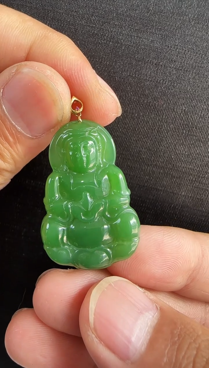 【闪购商品】和田玉吊坠18K金镶嵌多样性发一