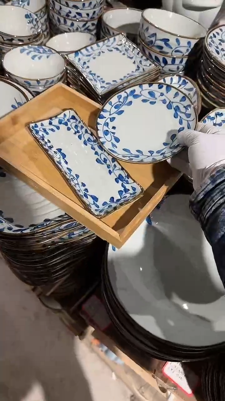 陶瓷钩藤盘2件套微瑕 凑满20元包邮