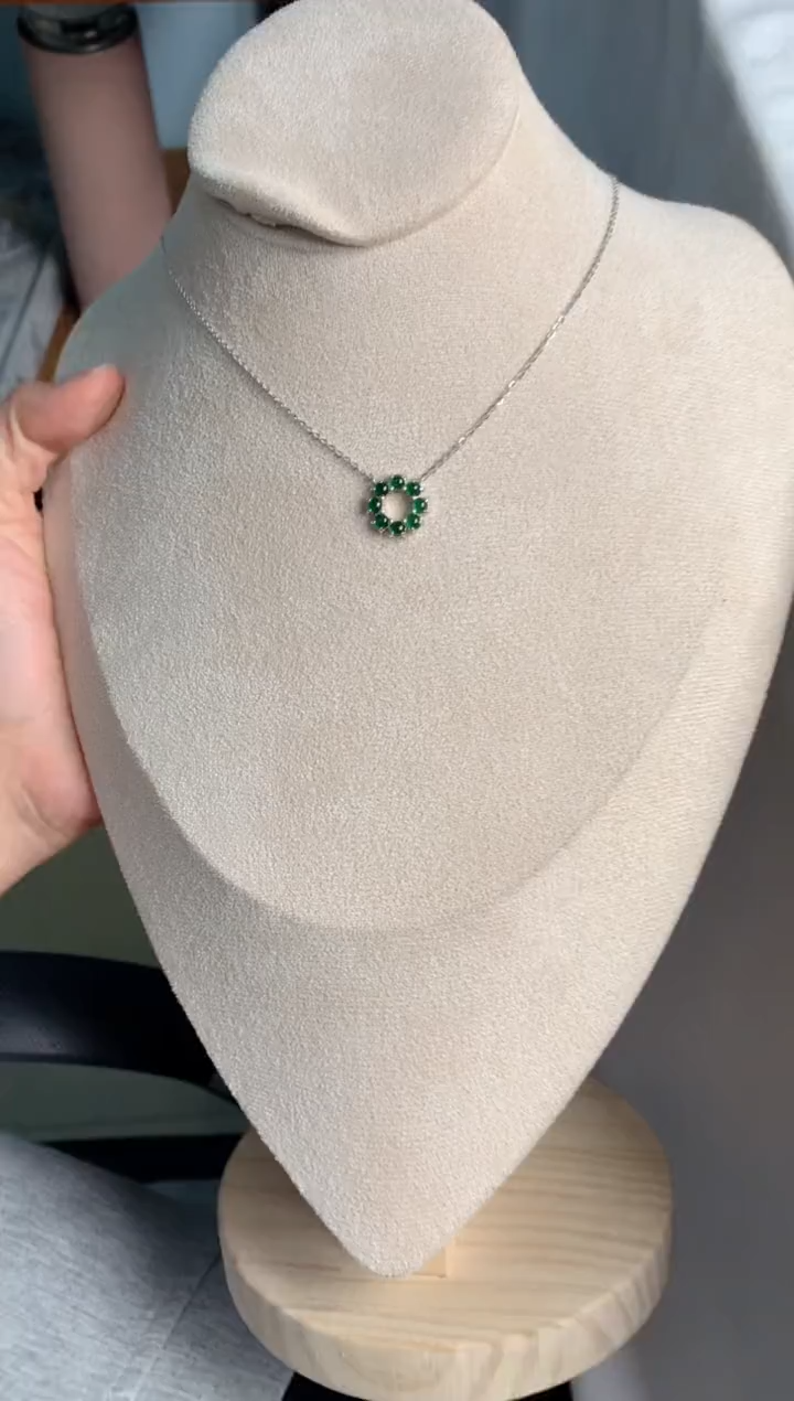 【闪购商品】翡翠项链银S925镶嵌3号
