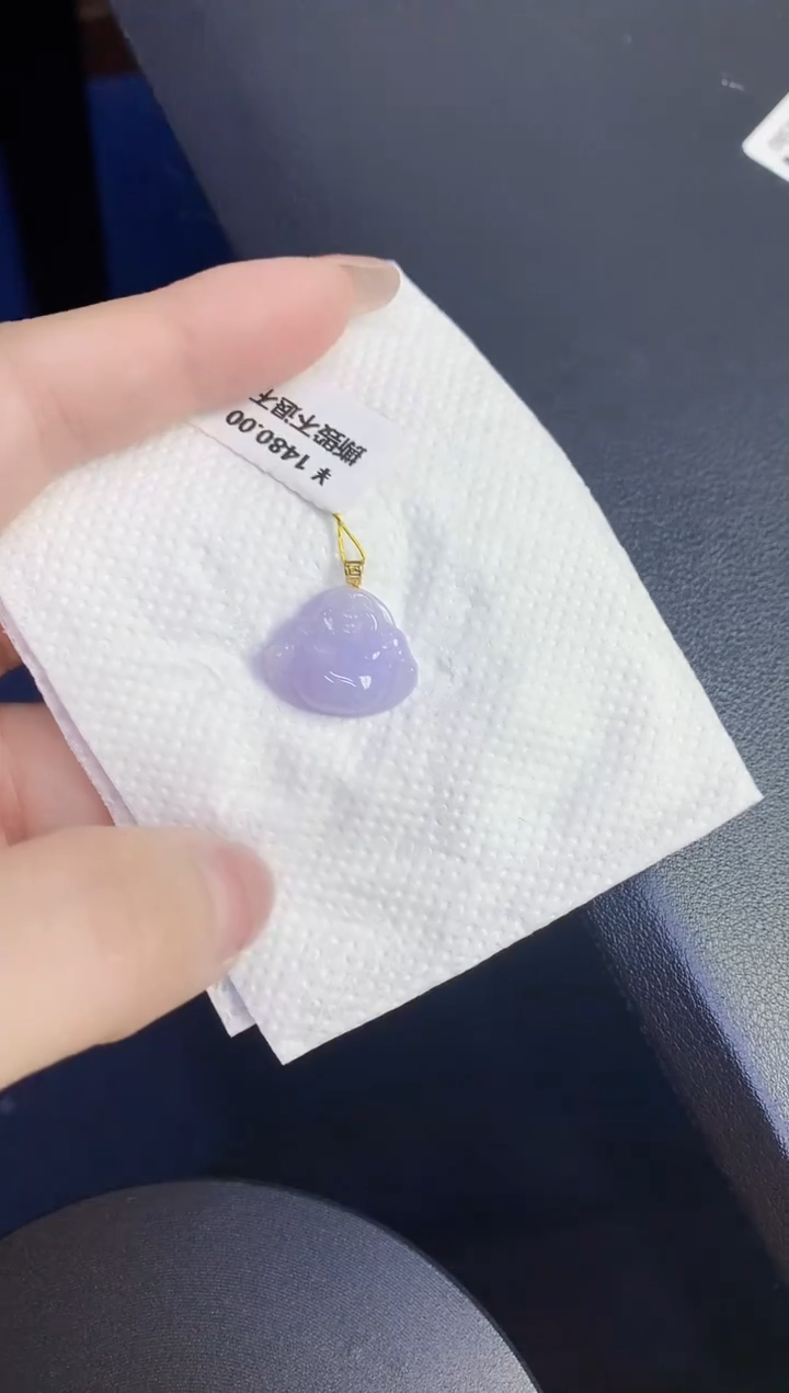 颈饰18K金镶嵌翡翠缅甸天然翡翠A货