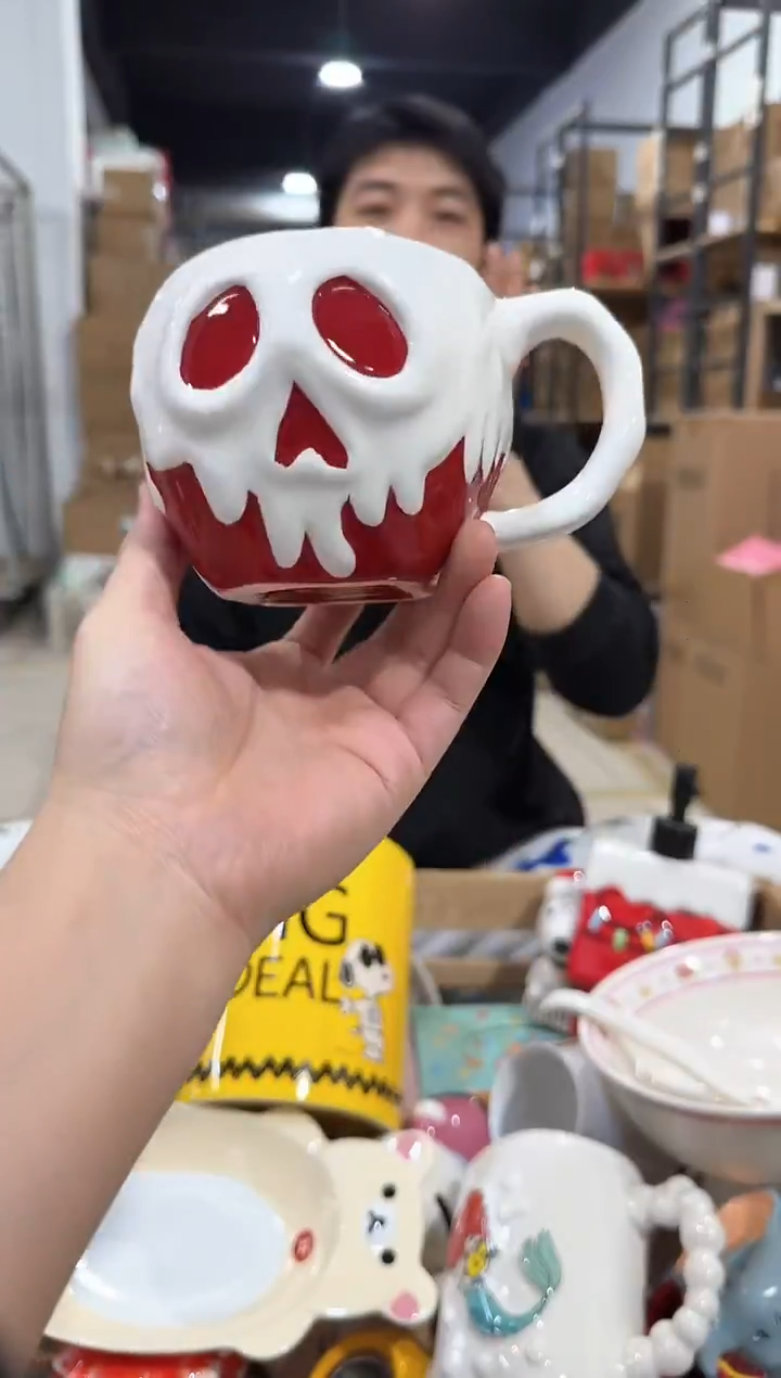 瓷片白色毒苹果水杯