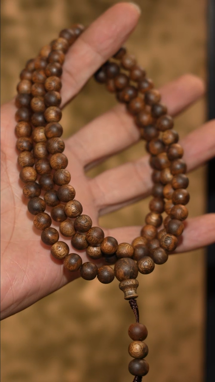 沉香手串海南绿奇楠霸王岭8mm圆珠长串