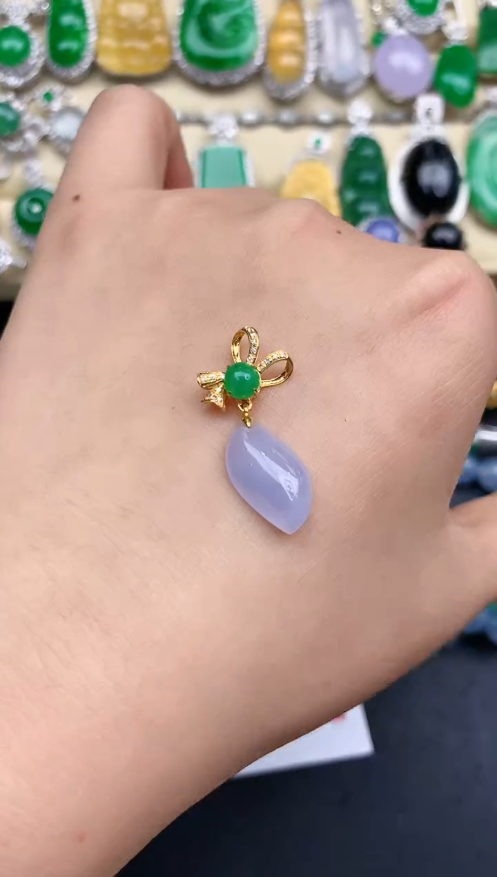 颈饰18K金镶嵌翡翠299-中国好珍宝