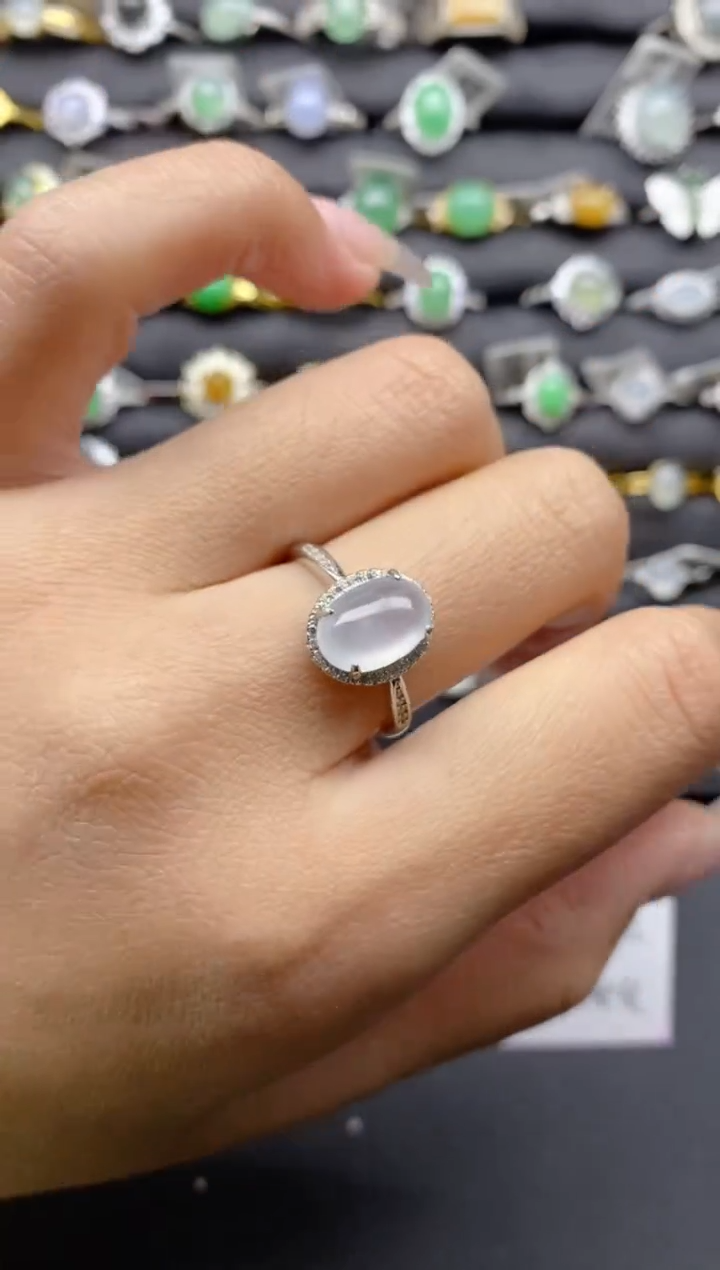 【闪购商品】翡翠戒指银S925镶嵌S925银镶嵌翡翠戒指