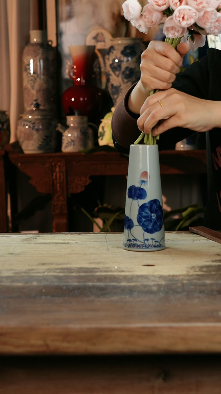 【闪购商品】瓷片景德镇纯手工釉下彩精品花瓶