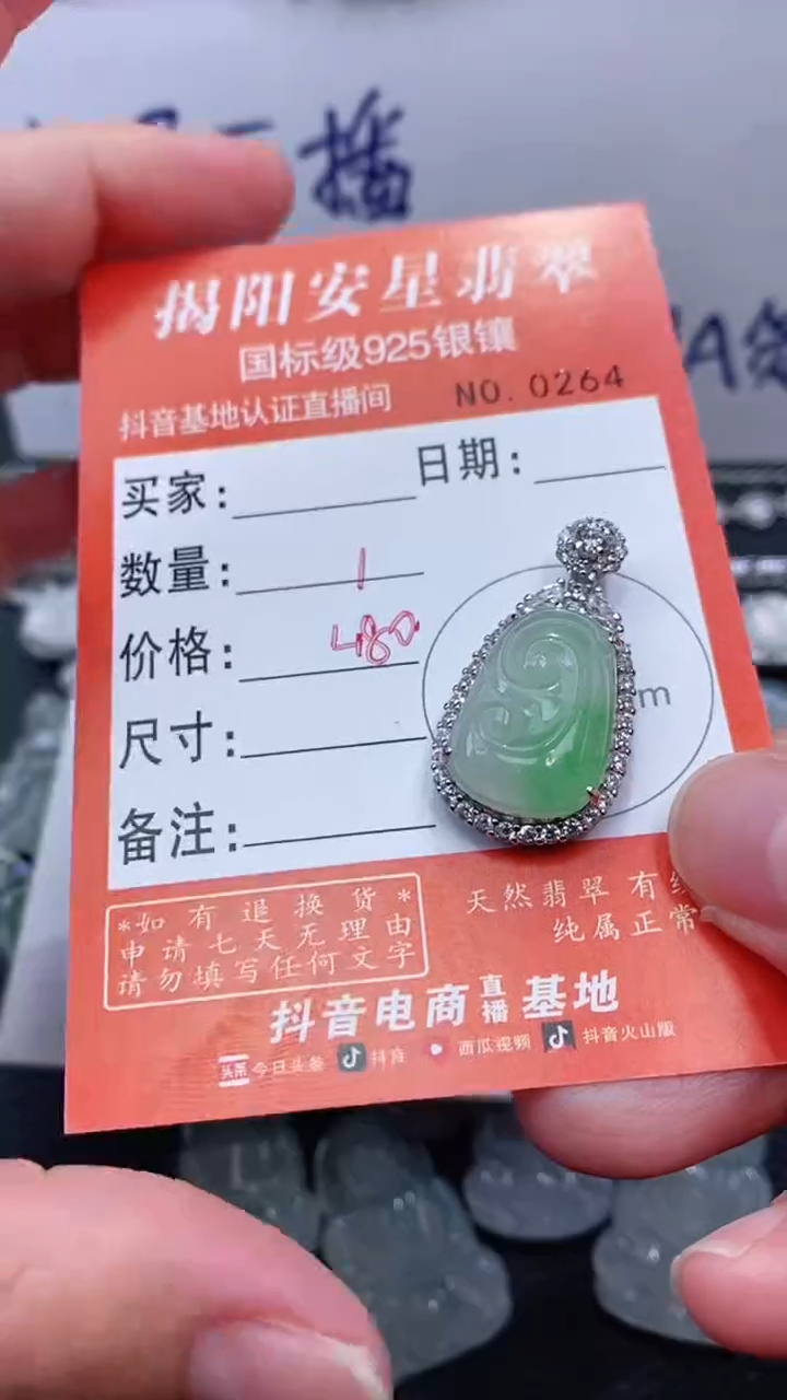 颈饰银S925镶嵌翡翠山**平多样性发其中一件