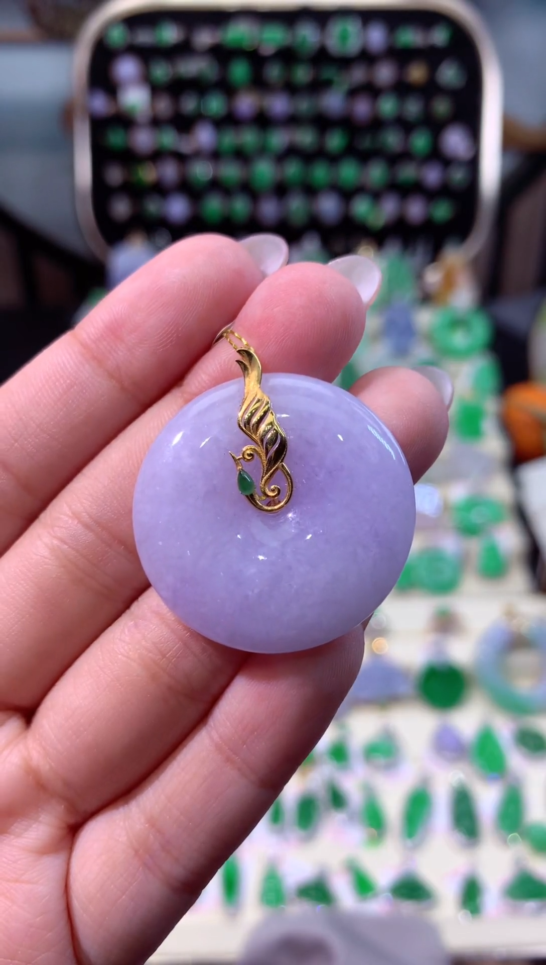 【闪购商品】翡翠颈饰18K金镶嵌缅甸天然A货翡翠