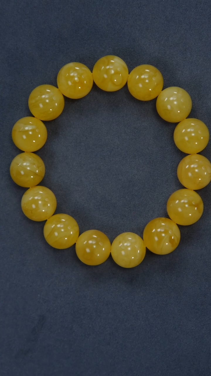 【闪购商品】琥珀裸石未镶嵌微瑕圆珠手串15+