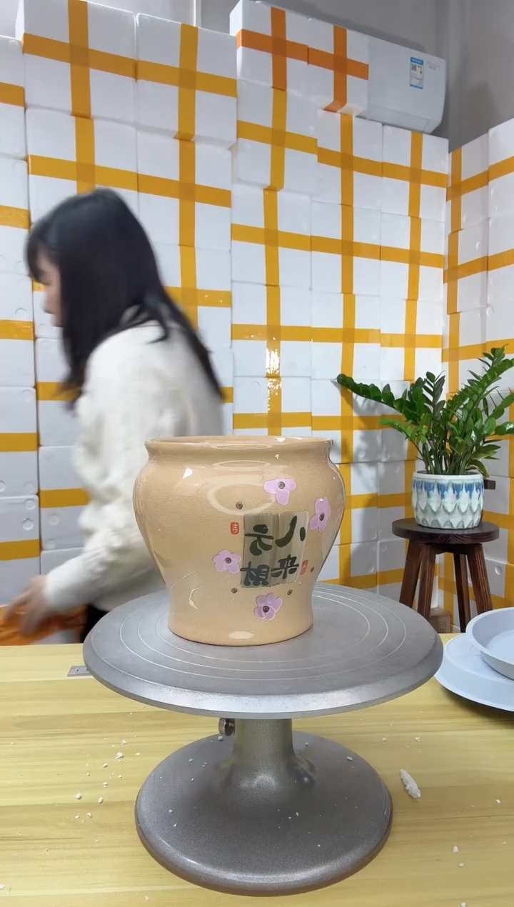陶瓷花盆 八方来财口径14