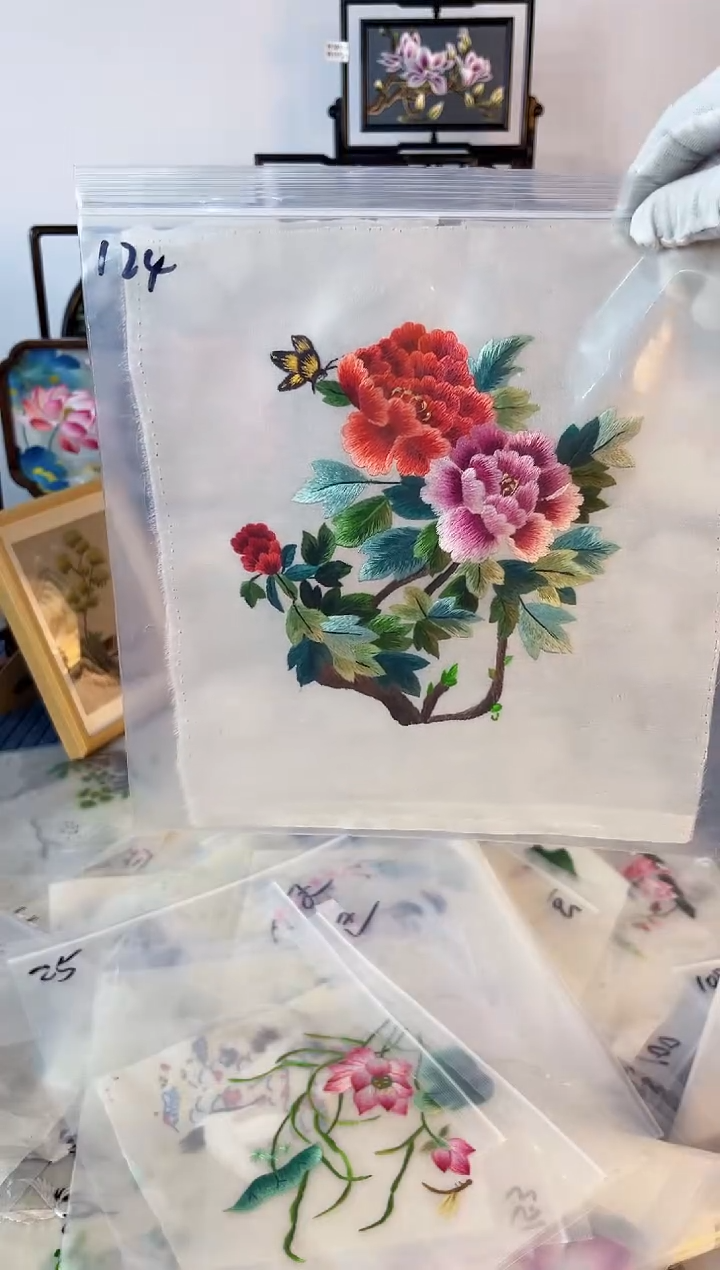 织绣纯手工苏绣双面绣绣布124