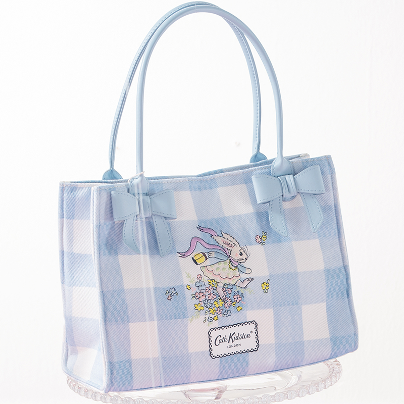 【名创优品XCath Kidston联名】花园工坊系列蓝色格纹手提包