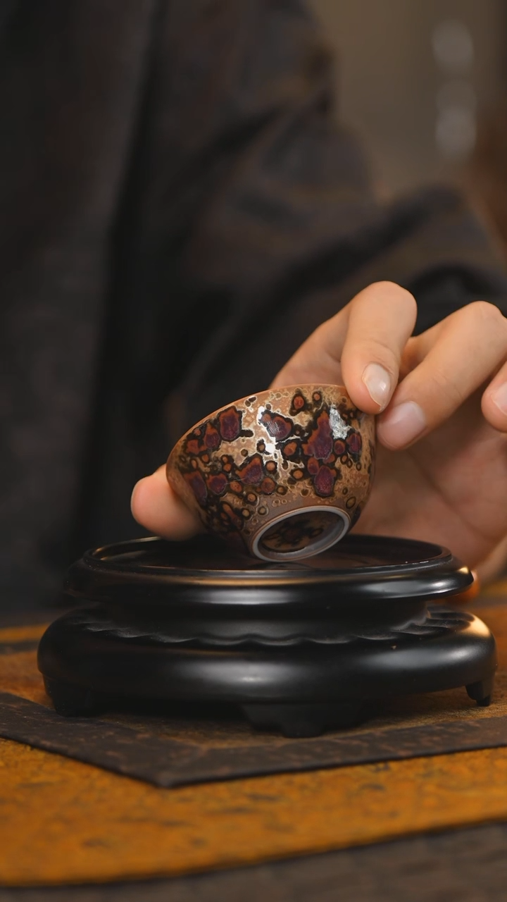 90柴房陶瓷柴烧斑鹿鸡缸杯