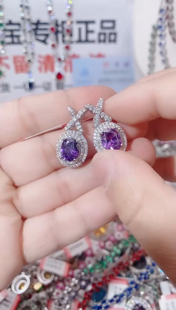 未镶嵌耳饰紫晶  