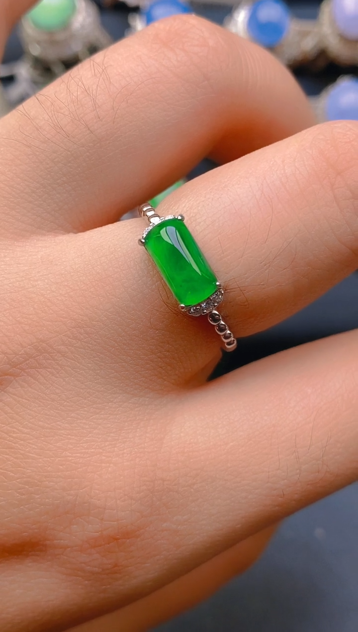 【闪购商品】翡翠戒指银S925镶嵌天然A货翡翠1