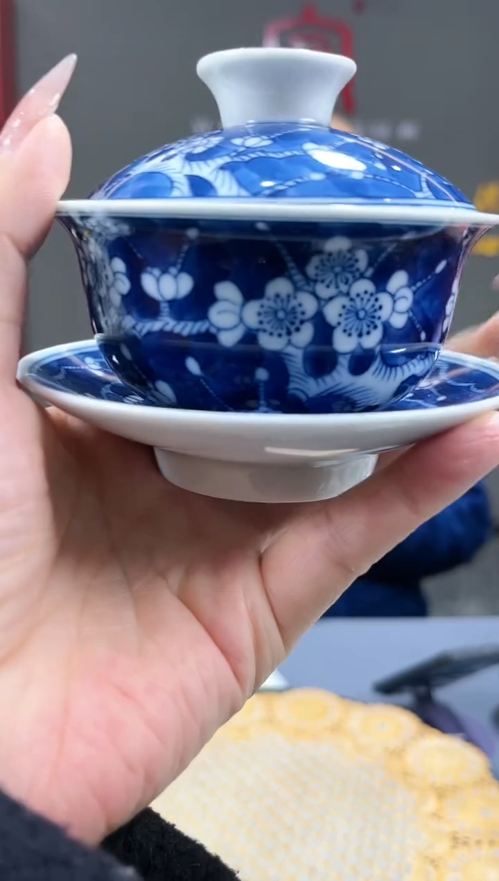 【闪购商品】官窑瓷画院485官窑瓷画院冰梅三才盖碗