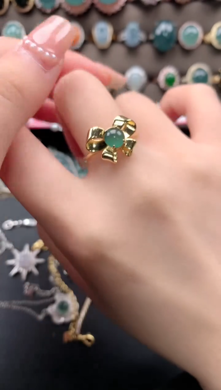 【闪购商品】翡翠戒指银S925镶嵌5214