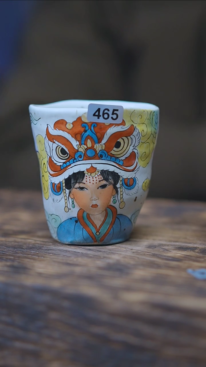 【闪购商品】465景德镇手绘醒狮少女杯漏漏漏