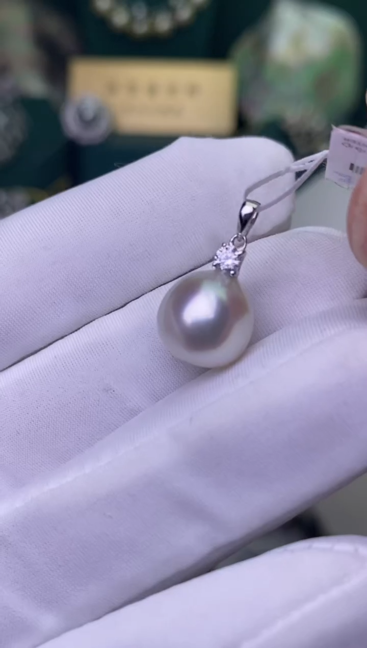 【闪购商品】海水珍珠耳饰18K金镶嵌11-12