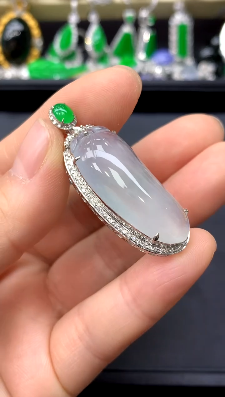 颈饰18K金镶嵌翡翠308-中国好珍宝