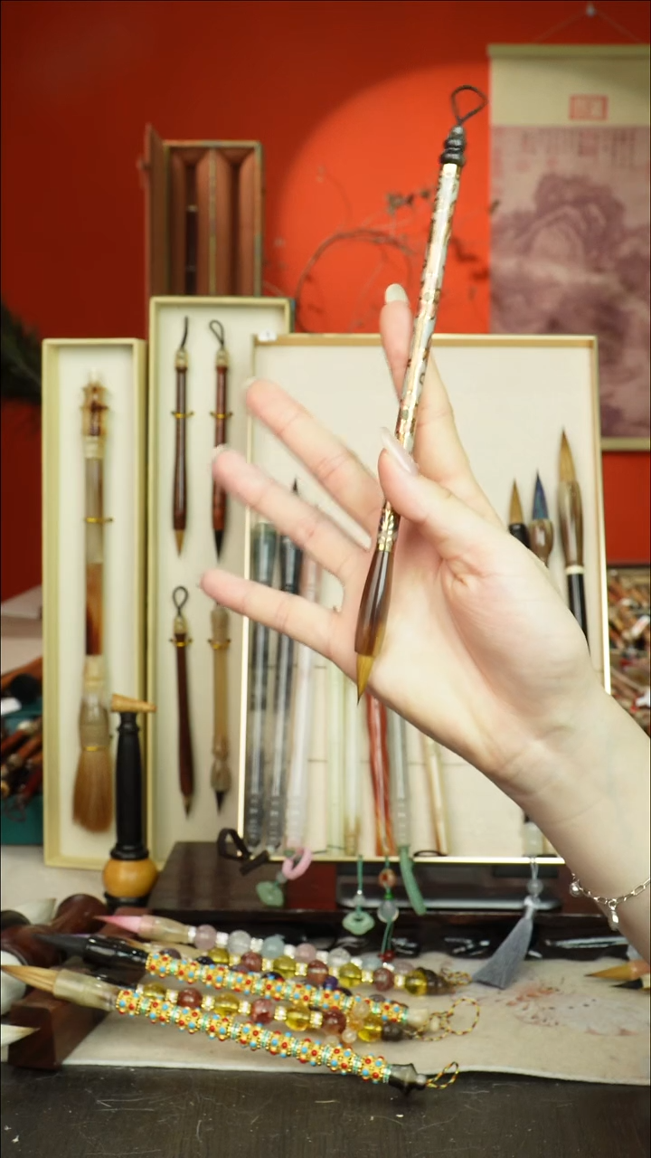 51号闪孤品高货毛笔链接 清水试笔 蘸墨不退