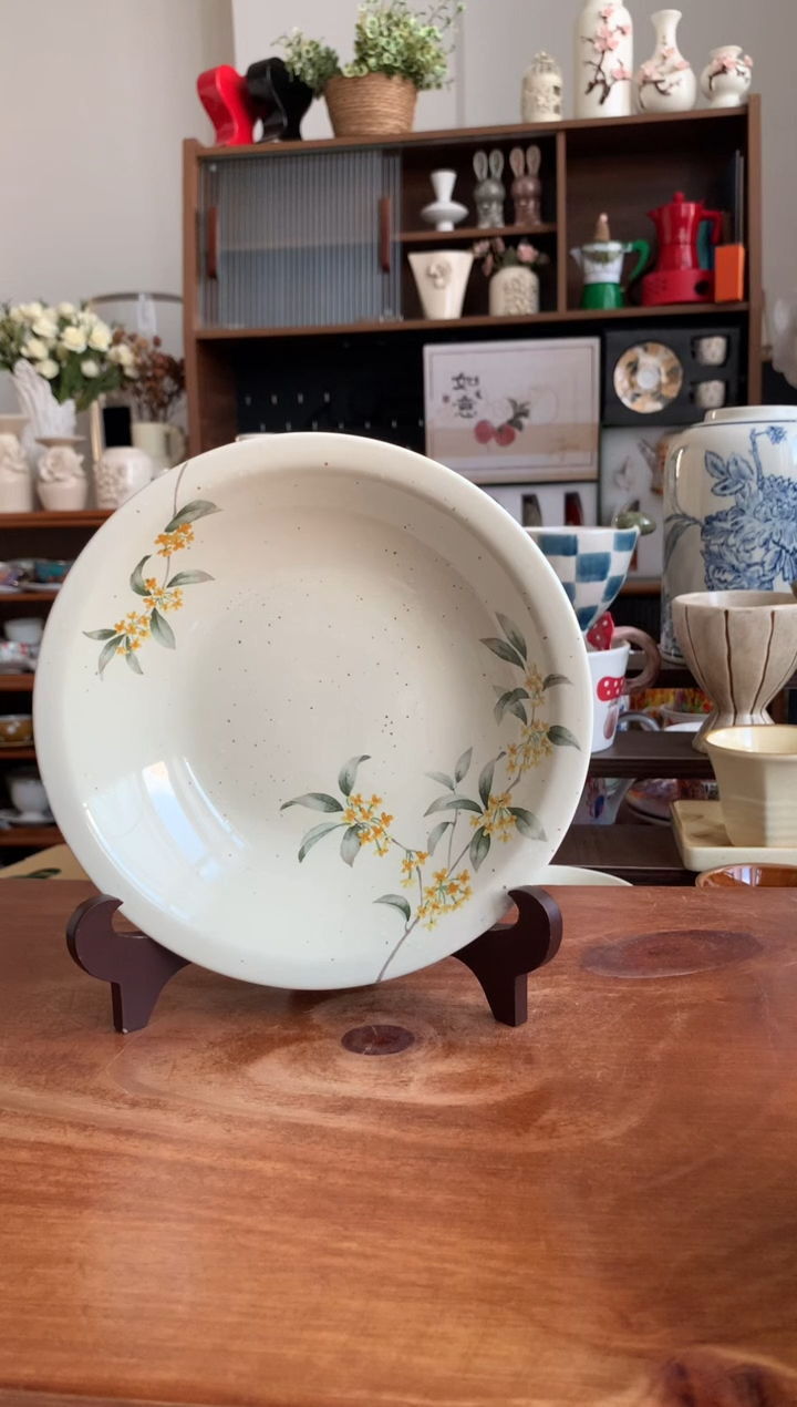 瓷金桂花深盘1个