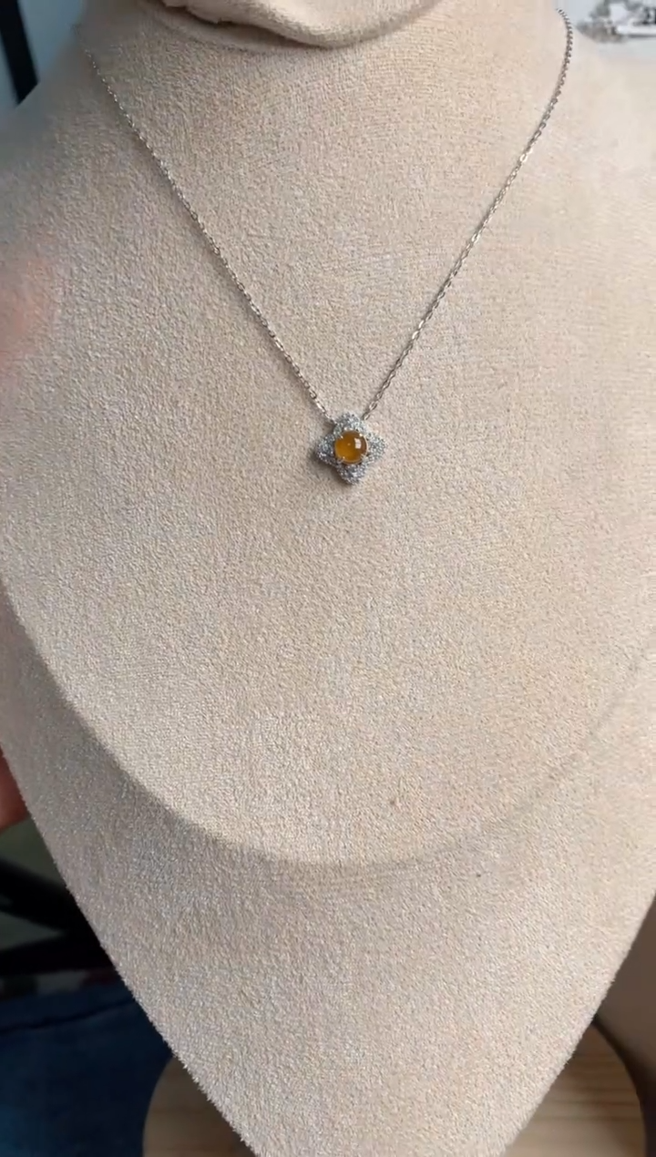 【闪购商品】翡翠项链银S925镶嵌3号