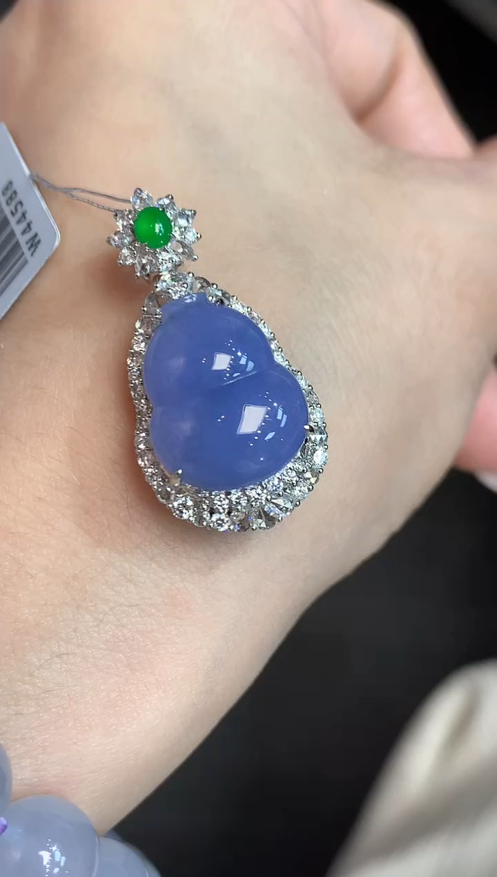 【闪购商品】翡翠吊坠(不含链)18K金镶嵌D35 紫货有一定色差