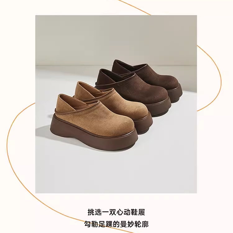 松糕厚底增高勃肯鞋女2025年春季新款真皮复古休闲乐福鞋懒人单鞋