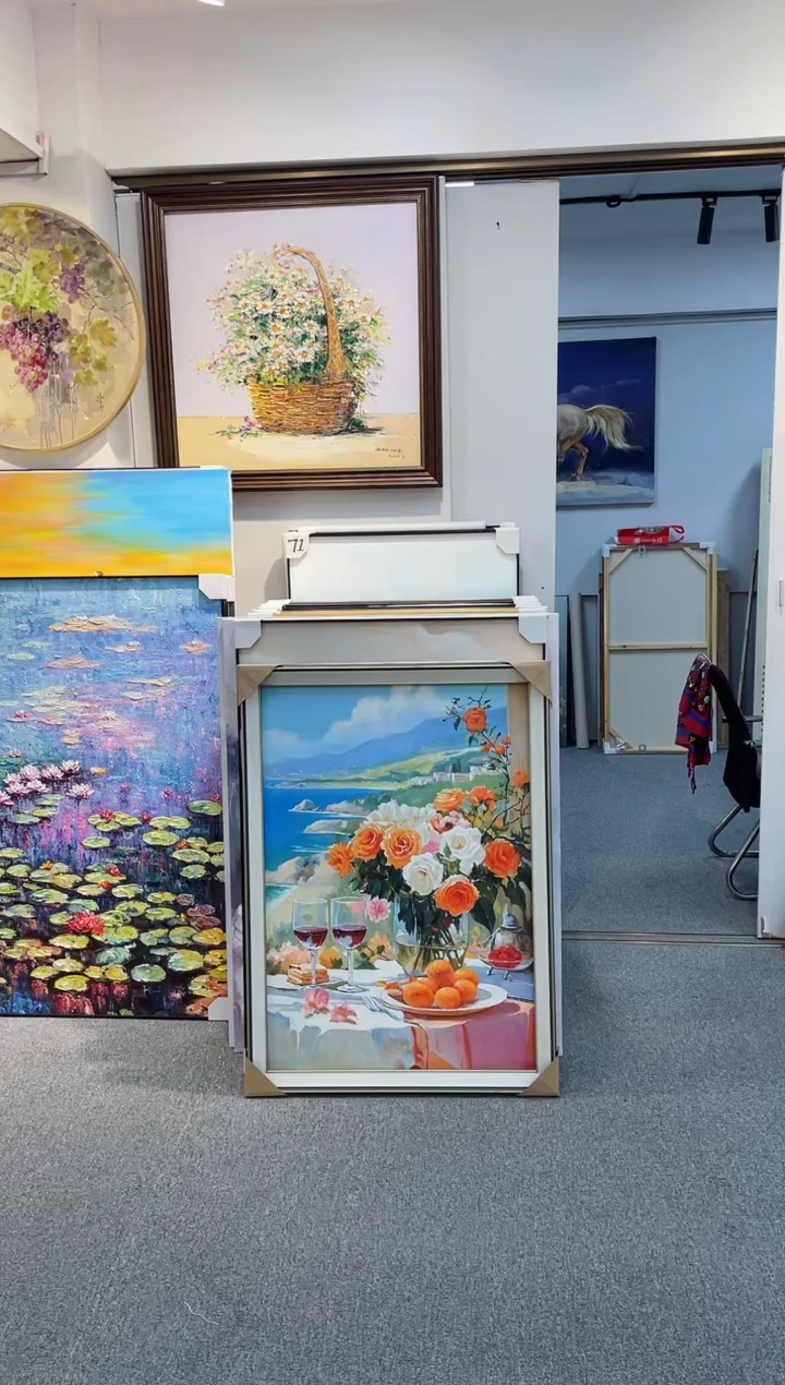 【闪购商品】油画80*110竖版海景花卉手绘油画