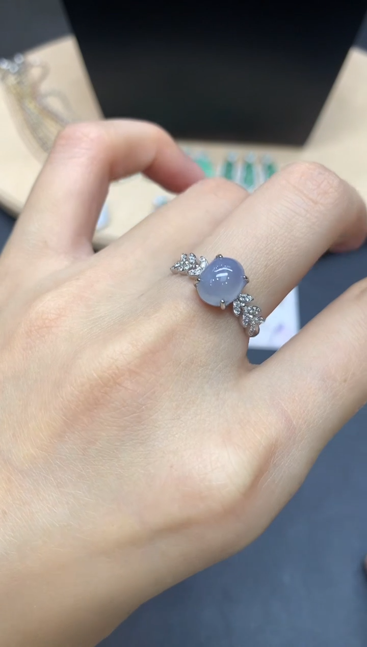 【闪购商品】翡翠戒指银S925镶嵌蛋面【多样性发其一】