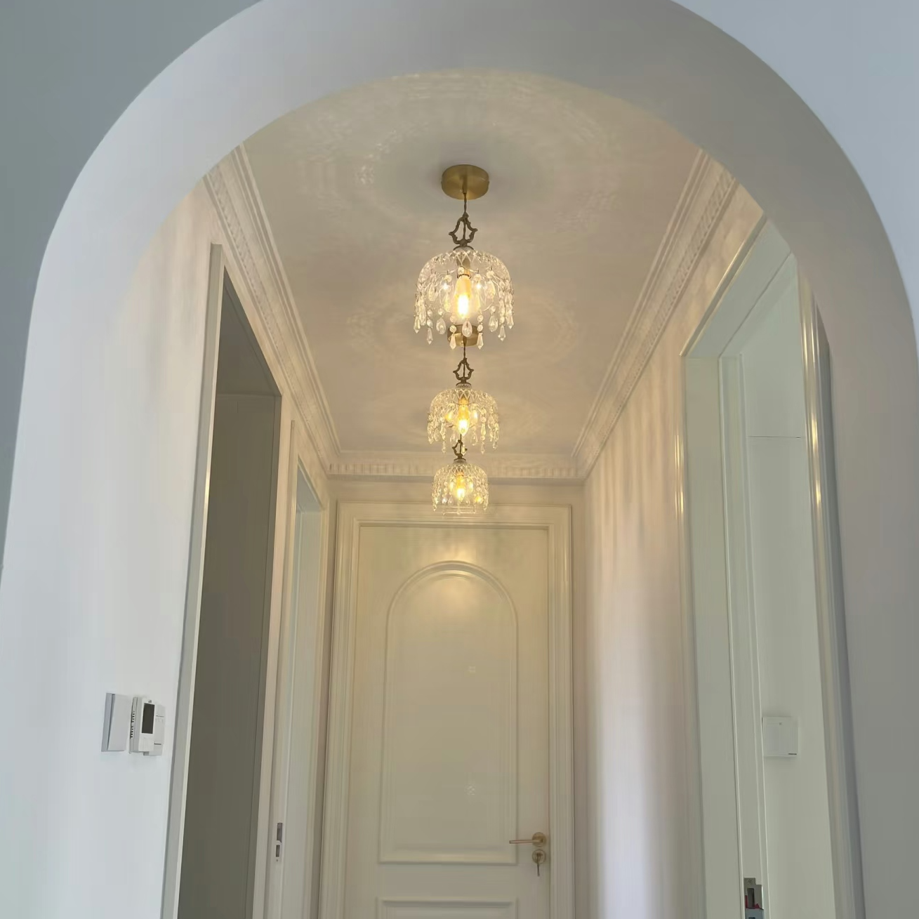 （福利）复古法式黄铜水晶小吊灯过道灯走廊灯中古风灯具床头吧台