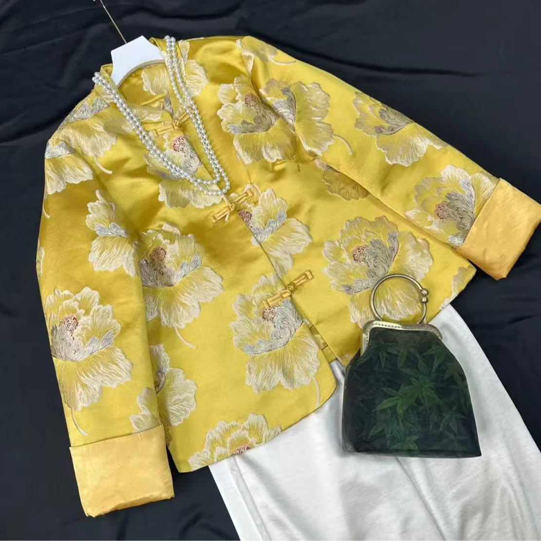 新款上衣重磅设计师款加厚新中式国风外套2024D9987七月杭锦仓