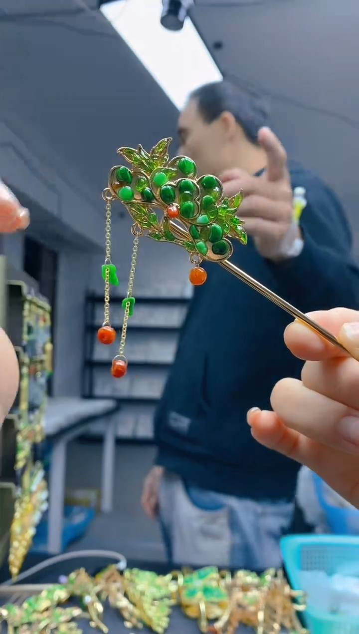 【闪购商品】翡翠耳饰合金0148翡翠发簪