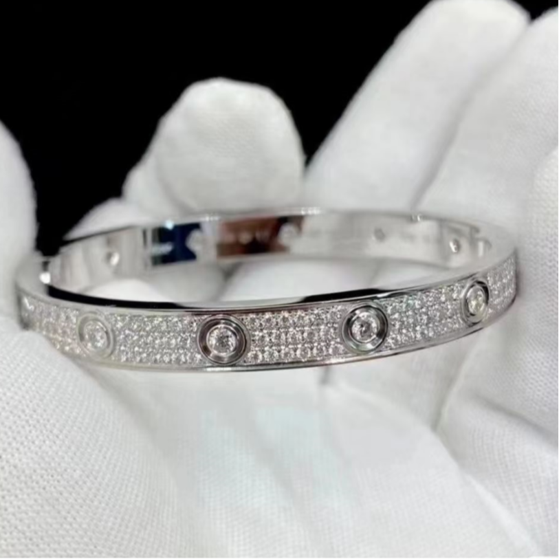 99新 Cartier/卡地亚 小花6枫 love 满天星满钻 爆钻 手镯 19号